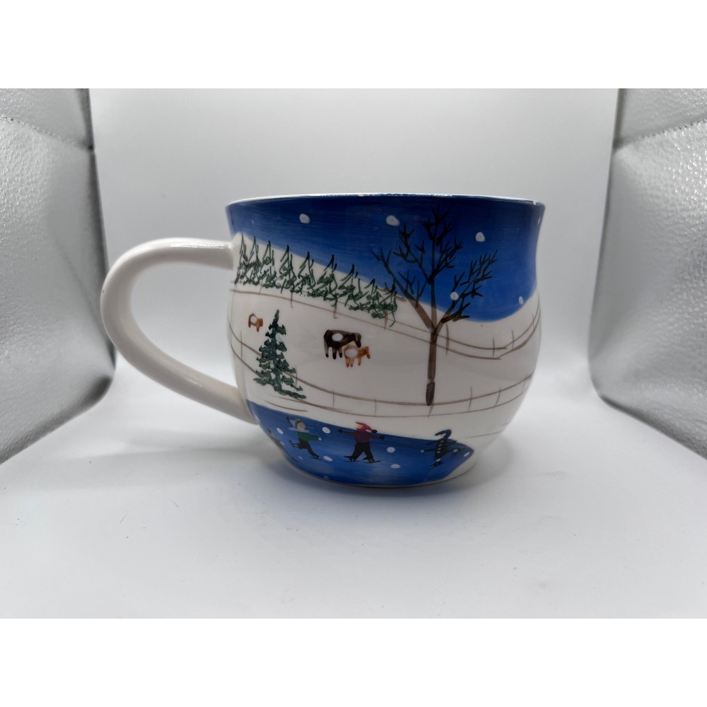 Vintage Bath & Body Works Holiday 1998 Oversized 32oz Mug Country Folk Art EUC